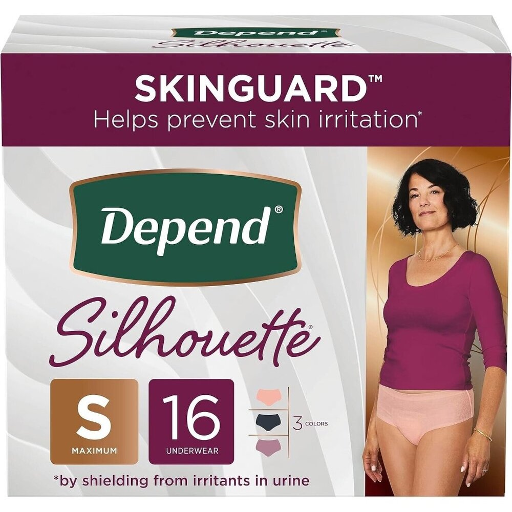 Depend Silhouette Women's Incontinence Underwear Small, Black/Pink/Berry…